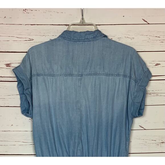Cloth & Stone Anthropologie Women's S Small Blue Chambray Tencel Shorts Romper - Picture 10 of 12